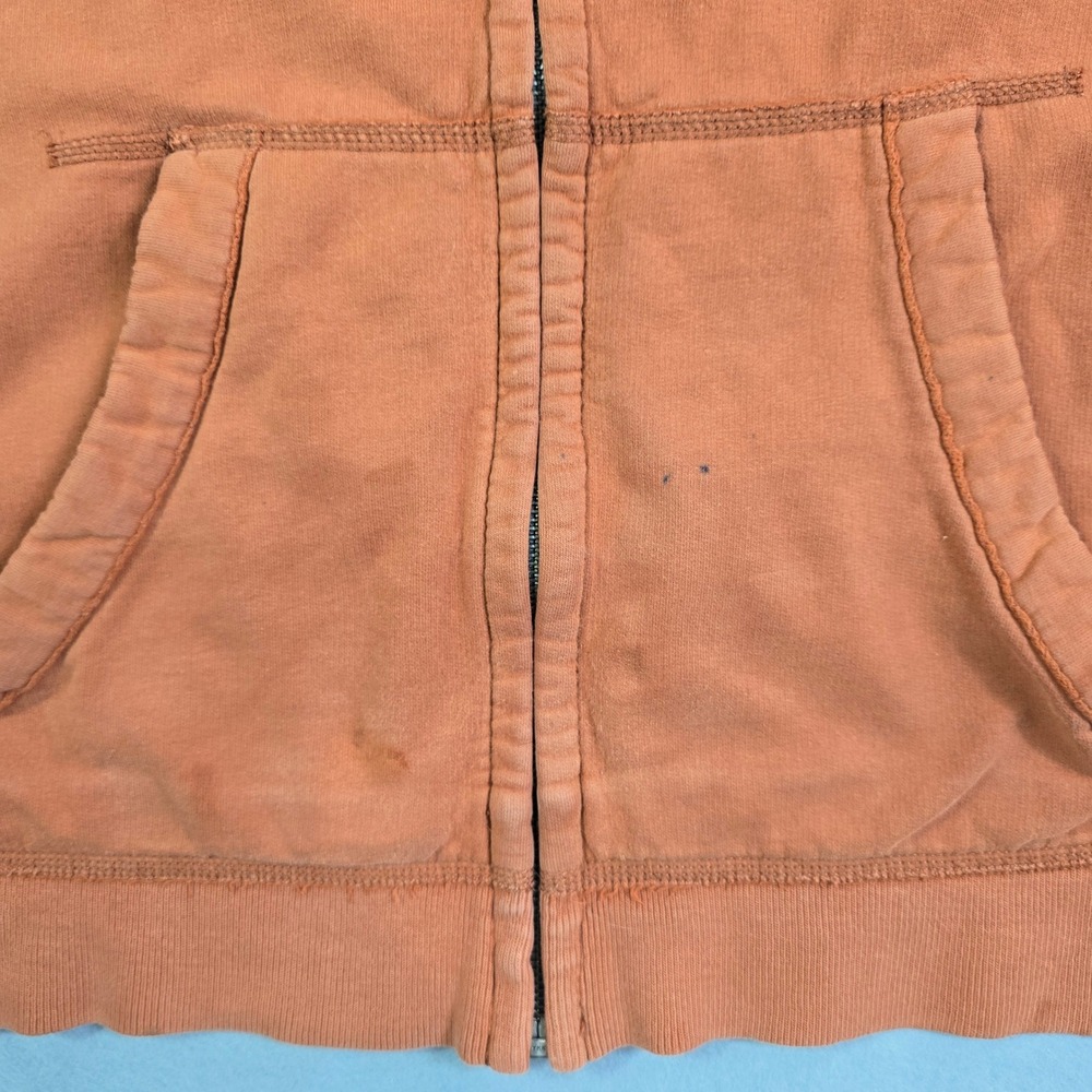 Vintage Y2K Fit American Eagle Hoodie Men Medium Orange Full Zip Distressed Hobo - Picture 6 of 16